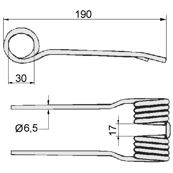 Pick-up-Zinken 190 x 75 x 6,5 mm