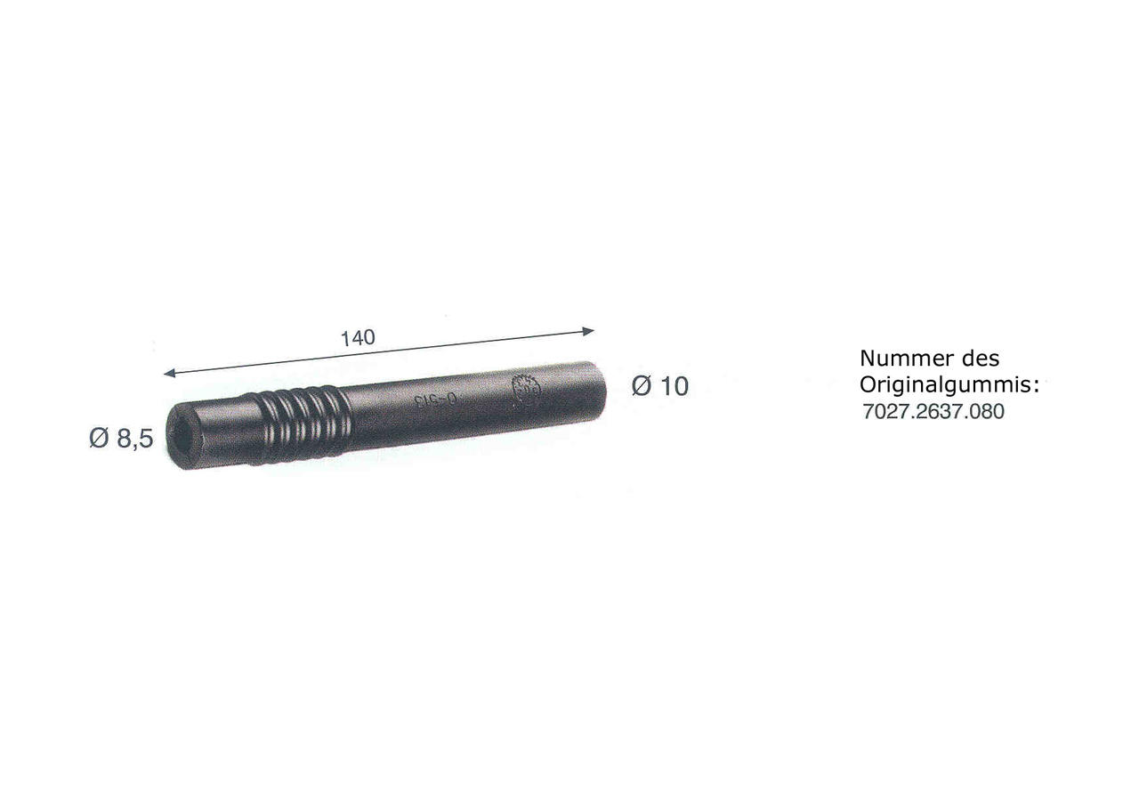 Milchschlauch Gummi, 140mm x 8,5/10/4mm