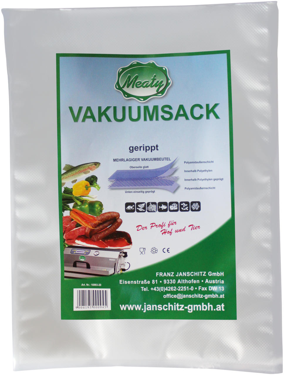 Meaty Vakuumsack 20 x 30 cm, gerippt, 50 Stück