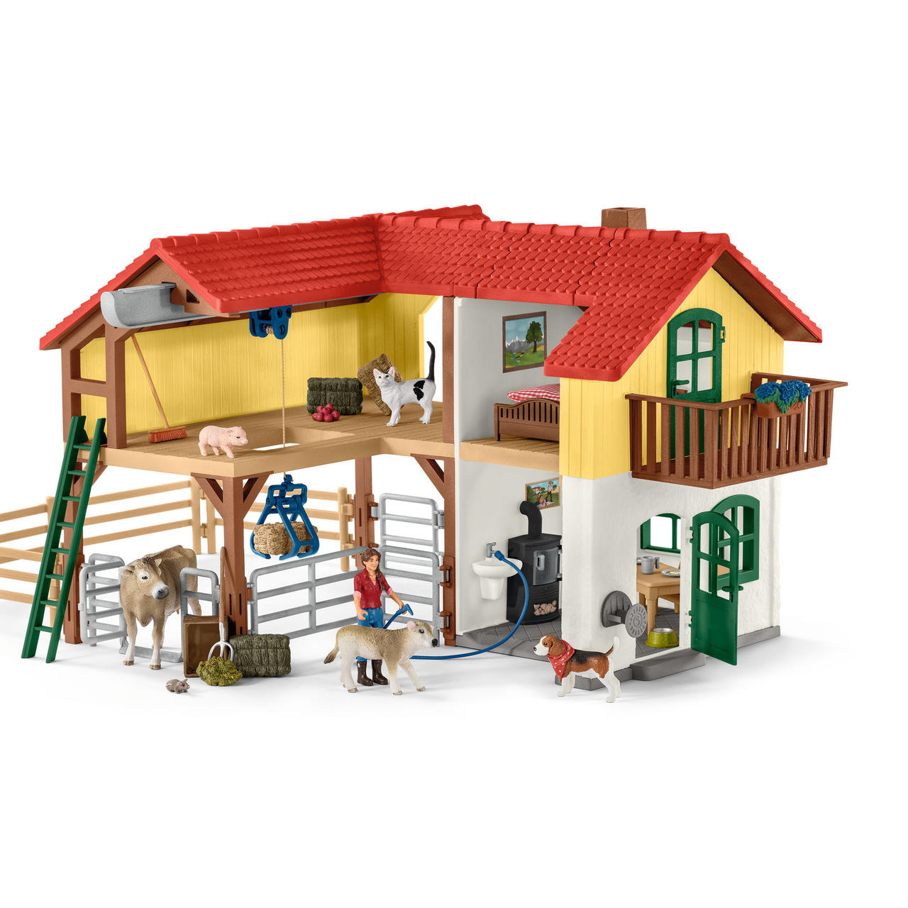 Schleich Bauernhaus mit Stall und Tieren