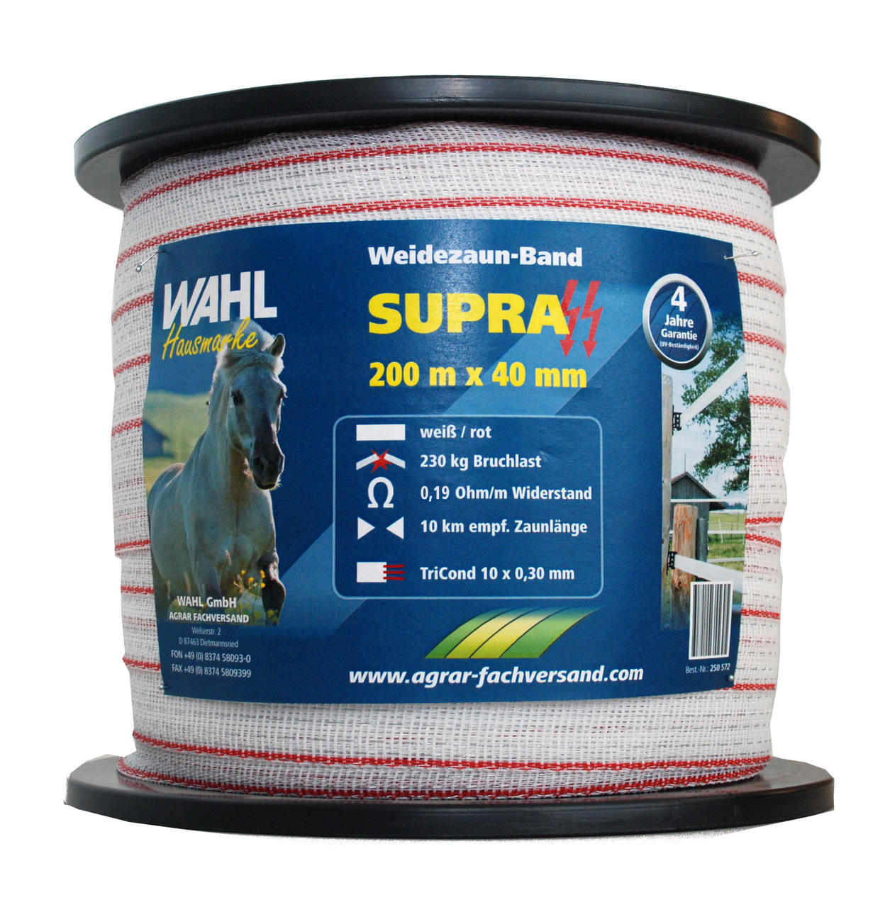 WAHL-Hausmarke Weidezaunband - SUPRA 40mm / 200m