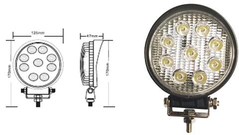 LED-Arbeitsscheinwerfer 27W = 1800Lumen