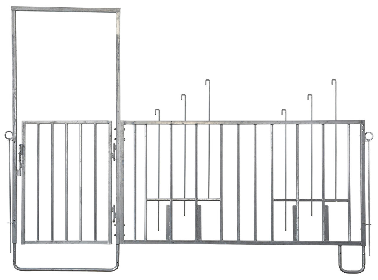 Kerbl Zaunteil mit Tür und Fressplätzen, lang