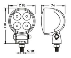 LED-Arbeitsscheinwerfer 12W = 900Lumen