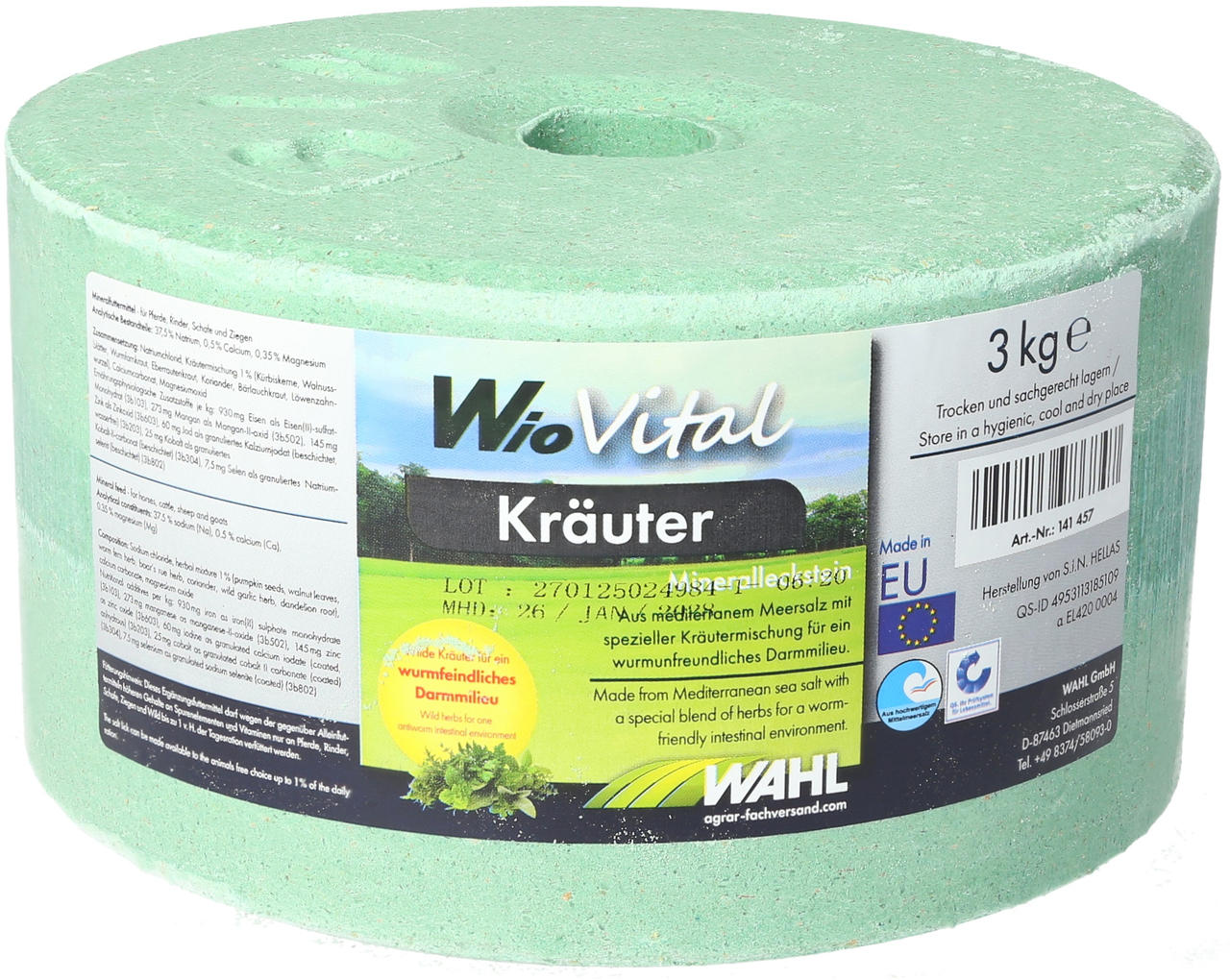 WAHL-Hausmarke WioVital Kräuter Leckstein - 3 kg